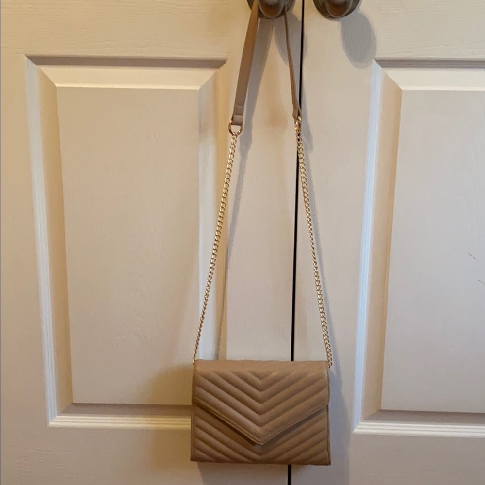 Beige Quilted Crossbody Purse/Handbag